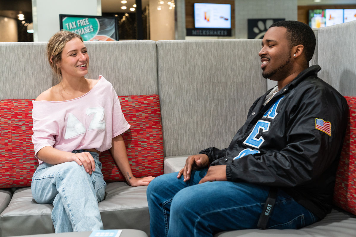 students sitting in Bonnie student center