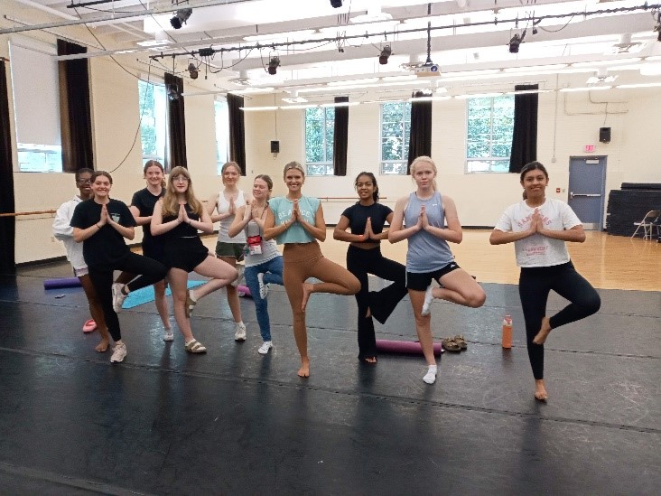 governor's school students participate in a yoga class