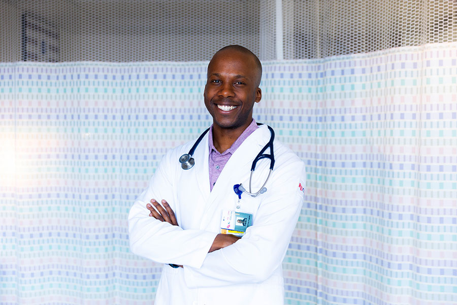 Frank Fleming '24 in a Physician Assistant lab at Radford University Carilion in Roanoke