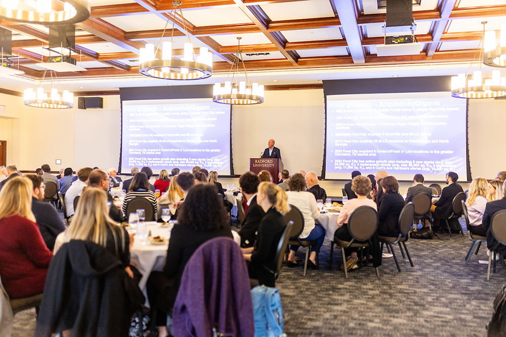 Food City president speaks at an event at Radford University