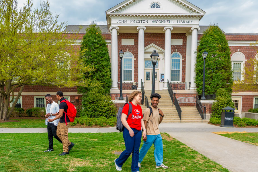 students walking on campus