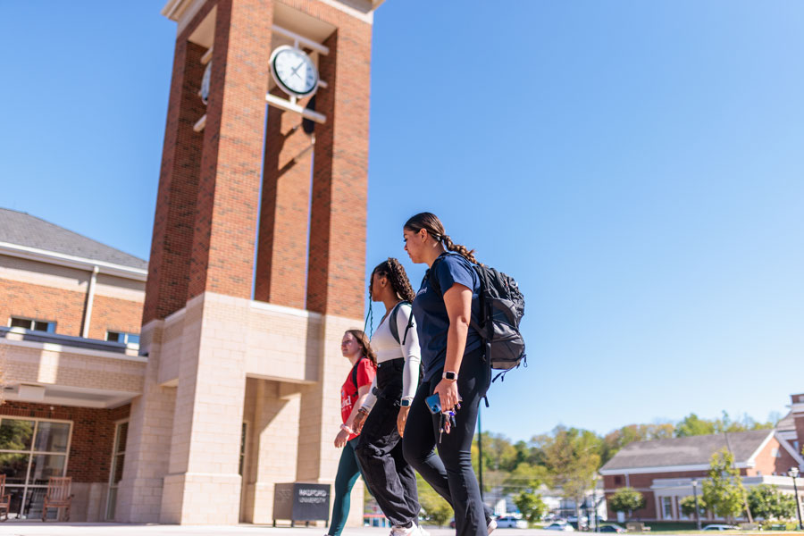 students walking on campus