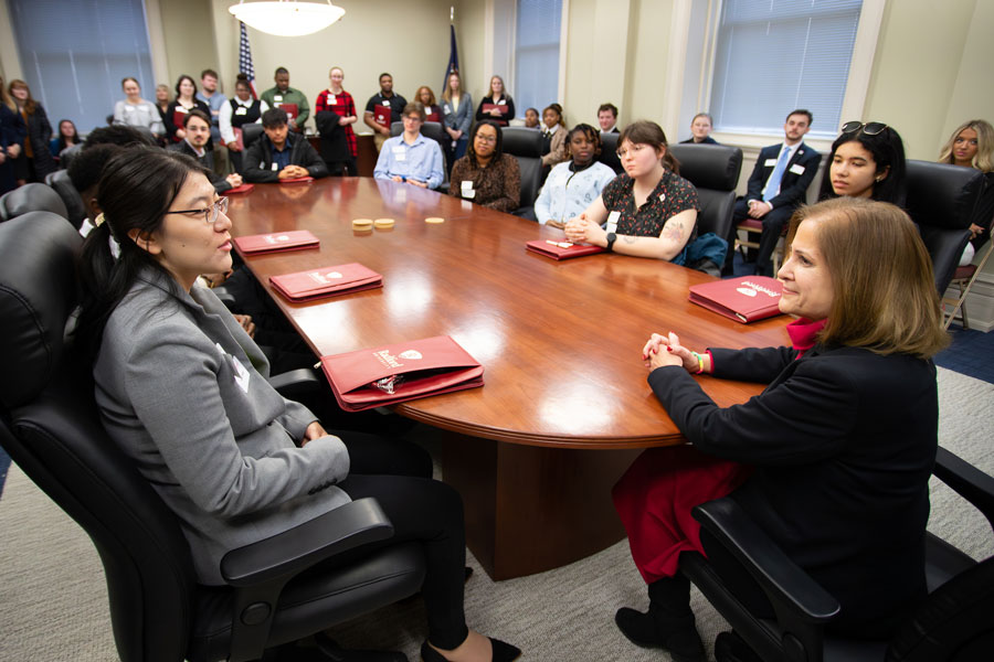 students meet with Lt. Gov. Ghazala Hashmi 