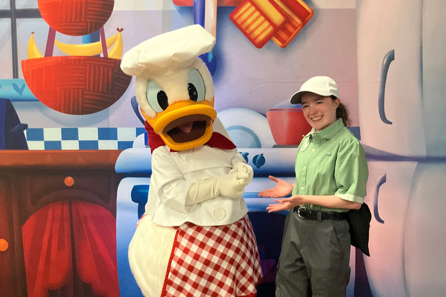 disney intern with Donald Duck