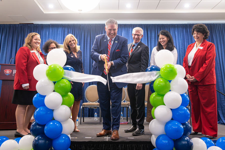 cutting the ribbon