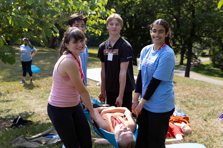 Governor’s School students at the wilderness medicine activity, hosted by Carilion Clinic.