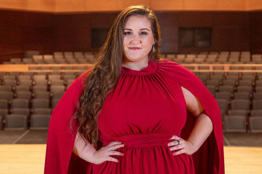 Music education student Michelle Manning on Radford's Covington Center stage