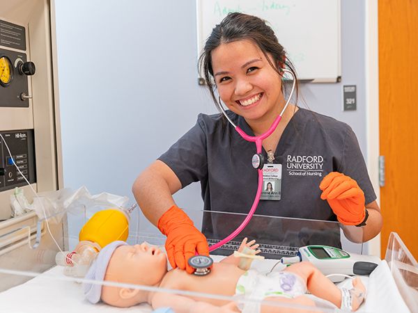 nursing student in the clinical simulation center