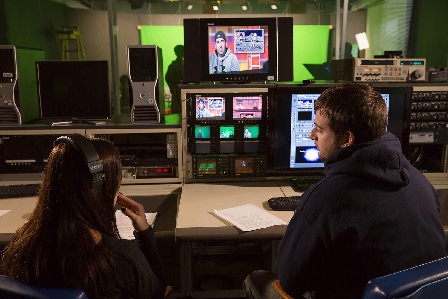 students at a monitor