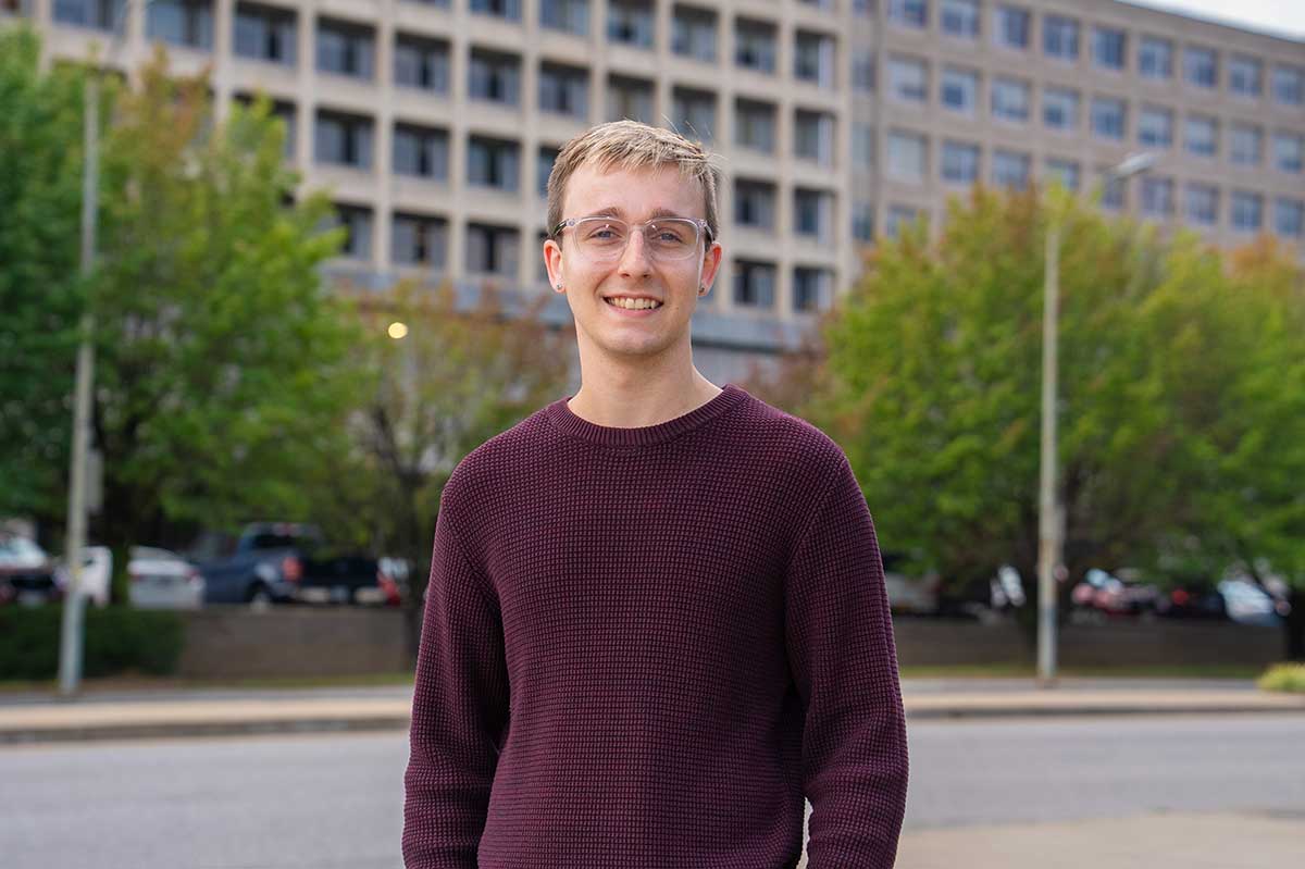 student standing outside Radford University at Carilion