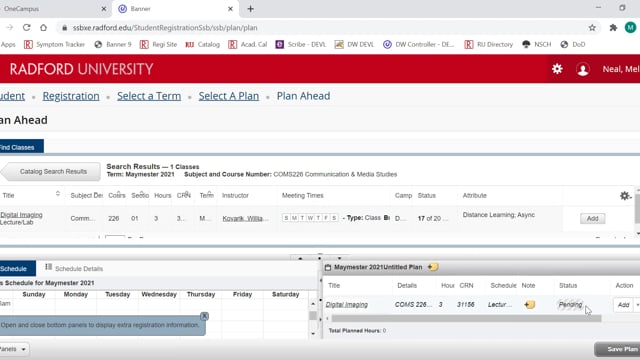 Plan schedule tool for faculty