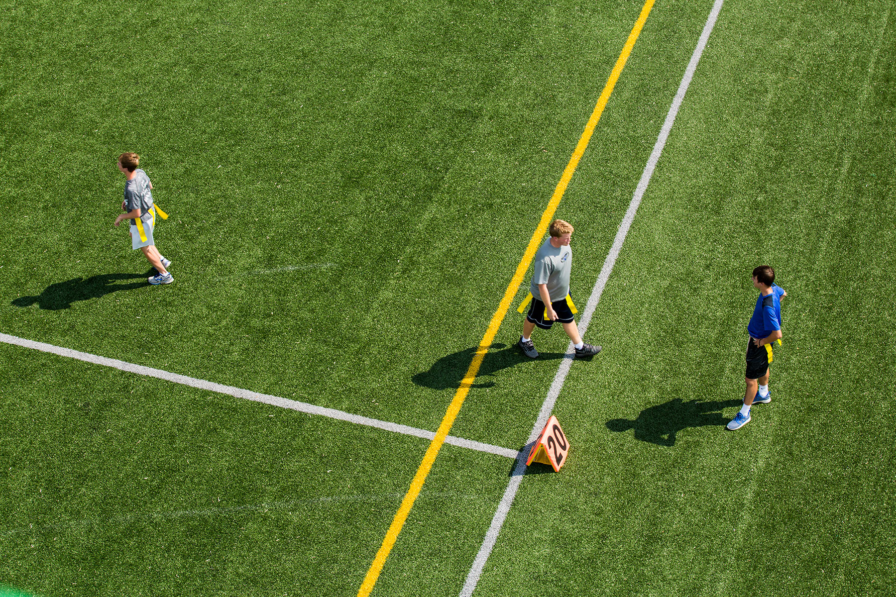 Students playing intramural flag football.