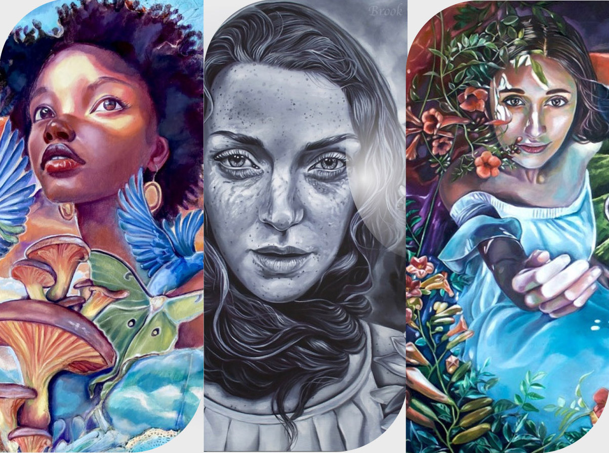 Three women painted by Brook Ramsey
